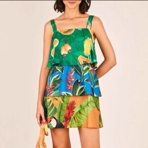 FARM Rio Green Multi-Tier Tropical Camisole